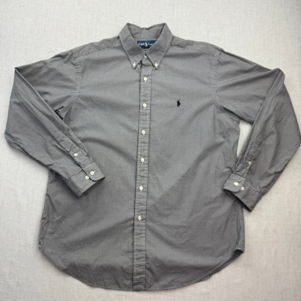 Ralph Lauren Button Down Mens 16.5 34/35 Black Gingham Classic Fit Shirt Preppy